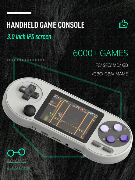 DATA FROG SF2000 Portable Handheld Game Console 3 Inch IPS Retro Game Consoles Built-in 6000 Games Retro Video Games