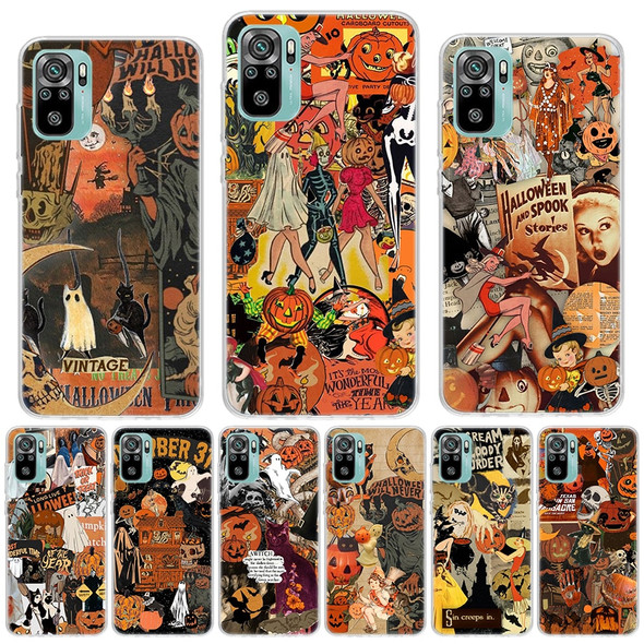 Halloween Fall Art Witch Cat Silicon Call Phone Case For Xiaomi Redmi 10 10C 12 12C 9 9C 9A 10A 9T 8A 7A 6A 8 7 6 Pro 10X K40 K3