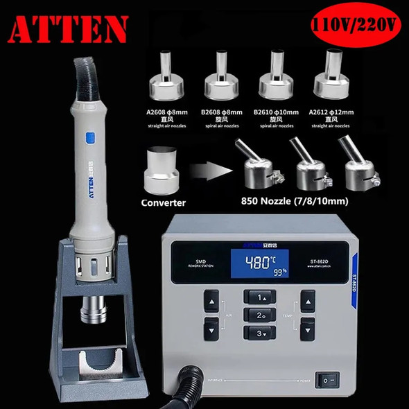 ATTEN ST-862D Hot Air Gun Soldering Station Lead-free Intelligent Digital Display 1000W Rework Station For Phone PCB Chip Repair