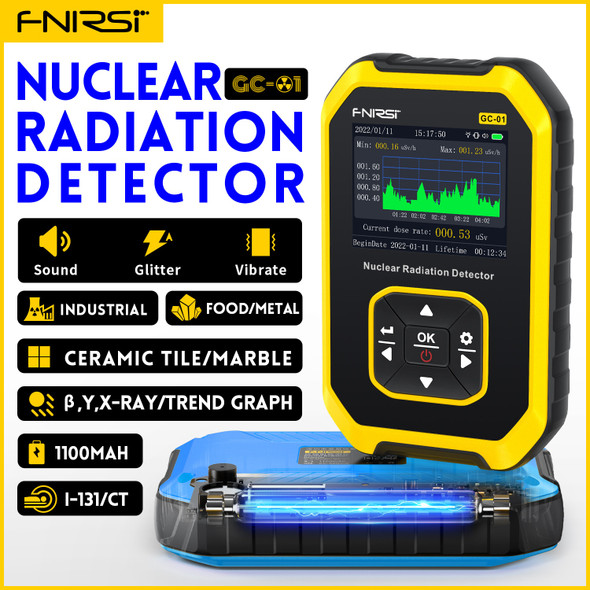 FNIRSI GC-01 Geiger Counter Nuclear Radiation Detector X-ray Beta Gamma Detector Dosimeter Y-ray β-ray Radioactive Tester