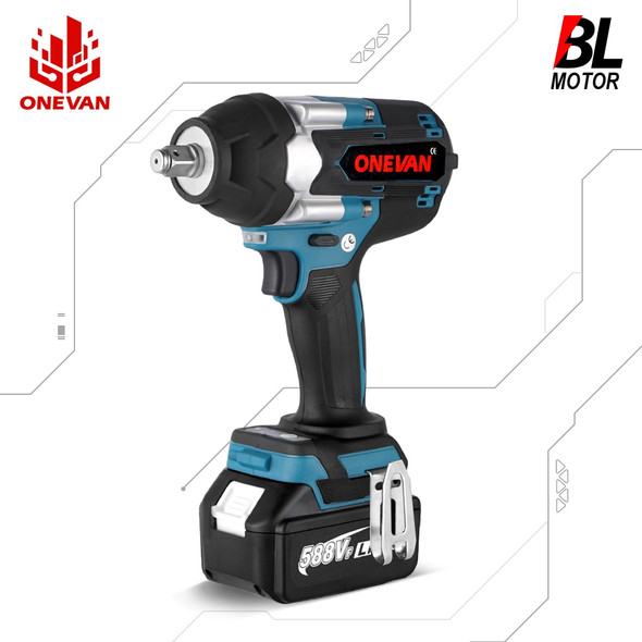 ONEVAN 1800N.M Torque Brushless Electric Impact Wrench with 588VF Battery 1/2" Cordless Wrench Power Tool For Makita 18V Battery