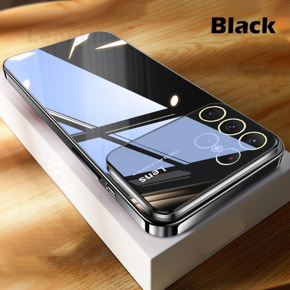 Case For Samsung Galaxy S23 S22 Ultra S21 Plus S20 S21 FE 5G Transparent Soft Plating Camera Lens Protective Phone Cover