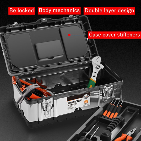 Tool Box Suitcase Stainless Steel Toolbox Industrial Grade Multifunctional Tools Storage Box Metal Portable Organizers Boxes