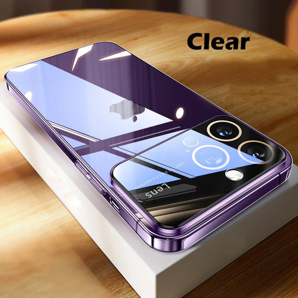 Case For Apple iphone 14 13 12 Pro Max X XR XS Max 14 plus 13 pro Transparent Large Window Plating Protective Phone Cover