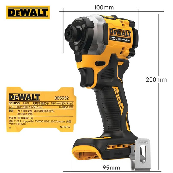 DEWALT 20V Impact Driver DCF850 Cordless Electric Drill 205NM Brushless Motor Rechargable Drill Driver Power Tools