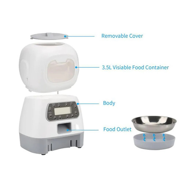 3.5L Automatic Pet Feeder Smart Food Dispenser For Cats Dogs Timer Stainless Steel Bowl Auto Dog Cat Pet Feeding Pet Supplies