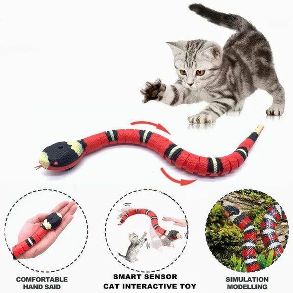 Smart Sensing Snake Interactive Cat Toys Automatic USB Charging Kitten Accessories for Pet Dogs Game Play Toy