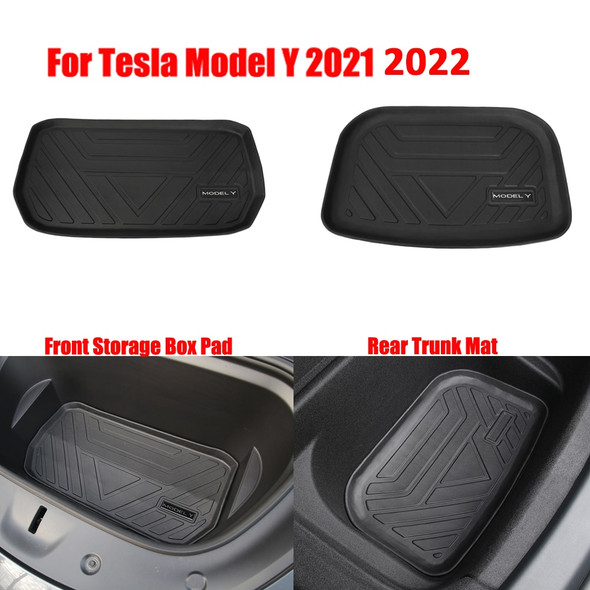 2PC Car Front & Rear Trunk Mat Storage Box Pad For Tesla Model Y 2021 2022 2023 Waterproof Pads Cargo Liner Trunk Tray Floor Mat