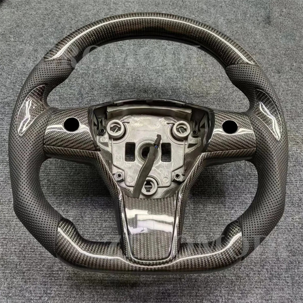 Matte Carbon Fiber Steering Wheel for Tesla Model 3 Model Y 2016 2017 2018 2019 2020 2021 2022 Customized Alcantara