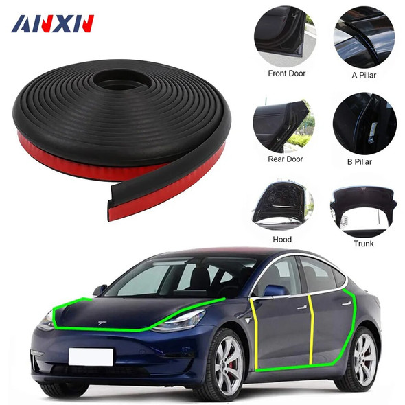 For Tesla Model 3 Y X S Door Seal Kit Soundproof Rubber Weather Draft Seal Strip Sunroof Seal Wind Noise Reduction Kit 2017-2024