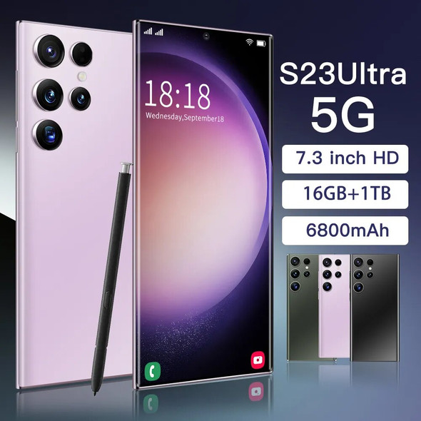 S23Ultra 5G Smartphone 7.3 inch original 6800mAh Mobile Phone 16GB+1TB android smartphones Type-C Telephone Global version