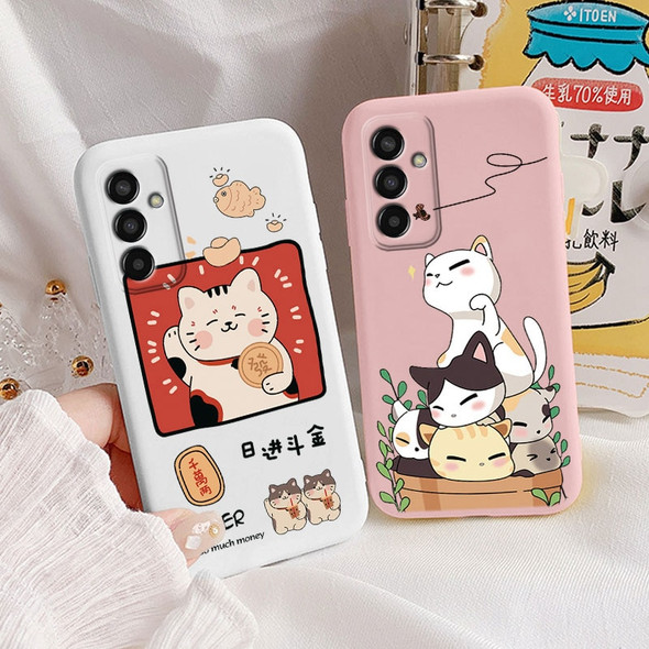 Cute Painted Protect Phone Case For Samsung Galaxy M13 4G Soft Back Cover Cartoon Cat Sunflower TPU Funda For Samsung M 13 Coque
