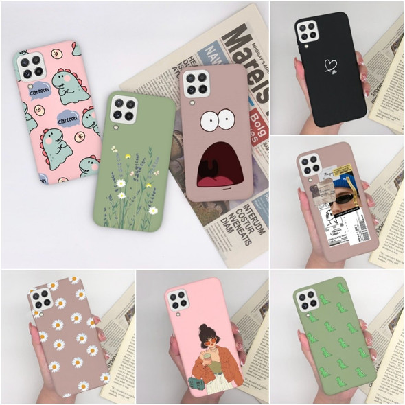 For Samsung Galaxy A22 4G 5G Phone Case Luxury Screen Protector Back Cover Love Heart Daisy For Samsung A 22 Funda Bumper Coques