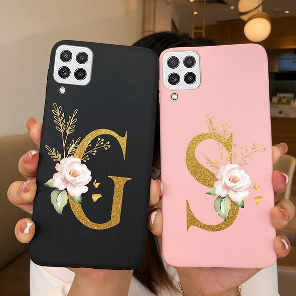 Phone Case For Samsung A22 5G Luxury Pink Protective Silicone Soft TPU Back Cover A-Z Letters For Samsung Galaxy A 22 4G Fundas