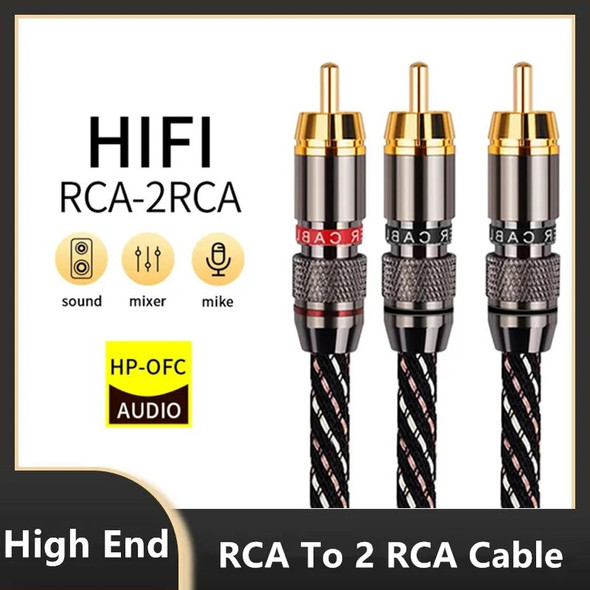 Audiophile RCA Audio Video Male To 2 Rca Aux Cable Home Theater Sound System Speaker Subwoofer Amplifier DVD TV RCA Splitter