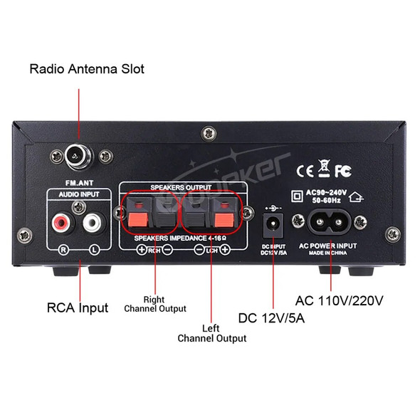 Woopker AK45 HiFi Digital Amplifier Max Power 90Wx2 Channel 2.0 Bluetooth Surround Sound AMP Speaker for Home Car Woopker AK45 HiFi Digital Amplifier Max Power 90Wx2 Channel 2.0 Bluetooth Surround Sound AMP Speaker for Home Car