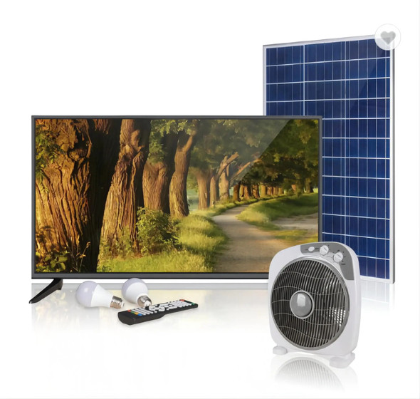 Free shippingCompletely Set 32 Inch Dc 12V Rechargeable Solar Home Light System Tv And Fan Powered Solar Tv With Solar Panels