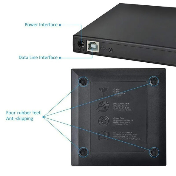 Bluray Player External USB 2.0 DVD Drive Blu-ray 3D 25G 50G BD-R BD-ROM CD/DVD RW Burner Writer Recorder For Laptop Computer PC