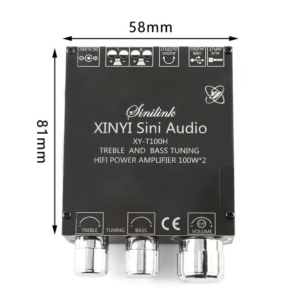XY-T100H 100w+100w TPA3116D2 Bluetooth 5.0 Power Audio Amplifier Board Home Theater Amplifiers Stereo Treble And Bass Adjustment