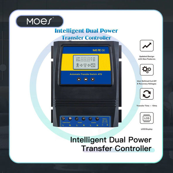Automatic ATS Dual Power Transfer Switch Solar Charge Controller for Solar wind System DC 12V 24V 48V AC 110V 220V on/off grid