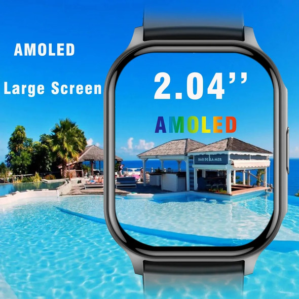 SENBONO 2.04'' AMOLED Screen Smart Watch Men Women Bluetooth Call Fitness Tracker Waterproof Sport Smartwatch Men for IOS Xiaomi