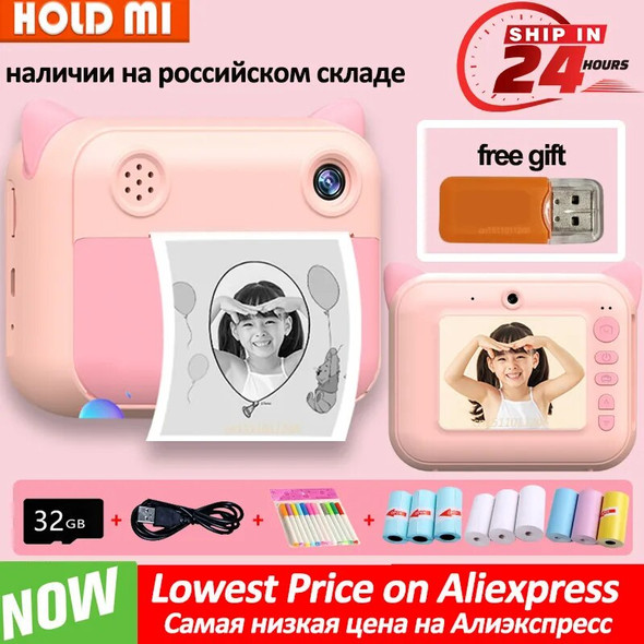 New Kids Instant Camera Thermal No Ink Print Toy for Girls Boys Children Digital Cameras for Photography Video Birthday Gift