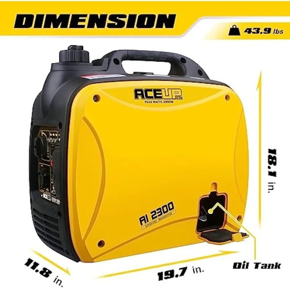 2300 Watt Portable Inverter Generator, Super Quiet Gas Generator for Home Use, EPA Compliant, Lightweight RV Ready