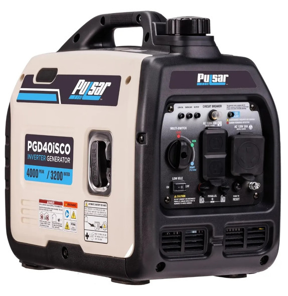 Pulsar 4000-Watt Super Quiet Gas Powered Inverter Generator with CO Sentry r