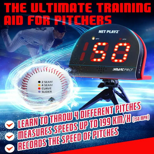 Baseball Pitch Trainer Speed Radar + Finger Placement Markers Baseball Kit, Gifts for Baseball Players, Pitchers of All Ages & S