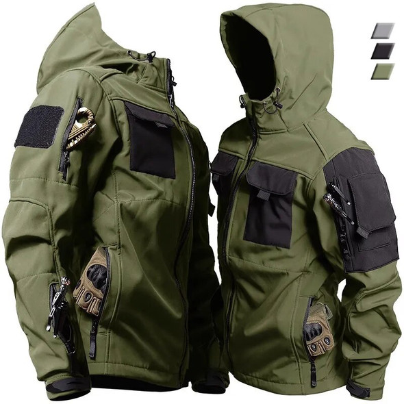 Shark Skin Tactical Jackets Men Military Soft Shell Waterproof Windproof Hooded Jacket Outdoor Functional Uniforms Multi-pockets Shark Skin Tactical Jackets Men Military Soft Shell Waterproof Windproof Hooded Jacket Outdoor Functional Uniforms Multi-pockets