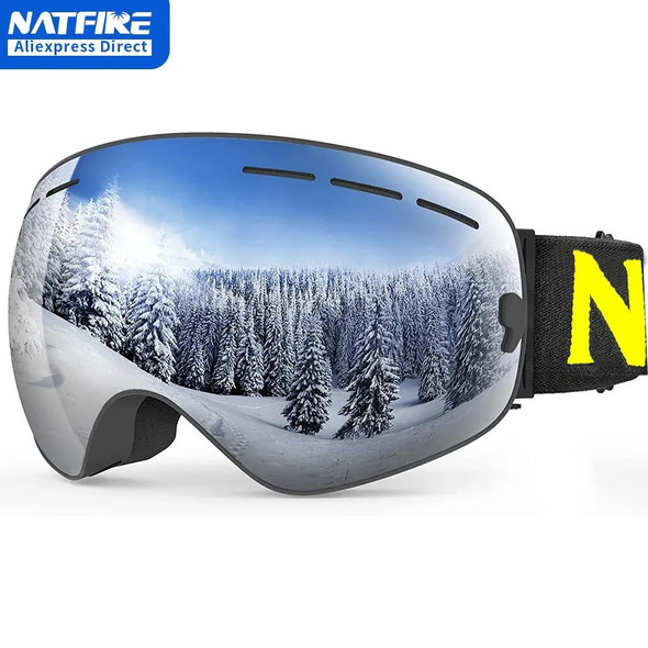 NATFIRE Ski Goggles Double Layers Anti-fog UV400 Snowboard Snow Goggles