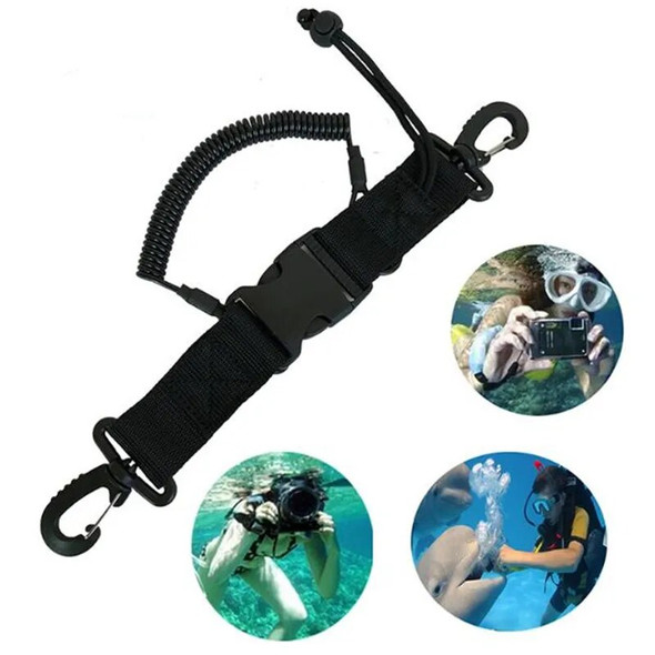 Scuba Diving Dive Canoe Camera Lanyard with Quick Release Buckle and Clips for Under Kayaking Swimming Sports Accessories Black