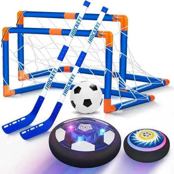 Soccer Hockey Ball Set, 2 in 1 LED Rechargeable Soccer with 2 Goals Indoor/Outdoor Games Toys for Kids Boys Girls Ages 3+