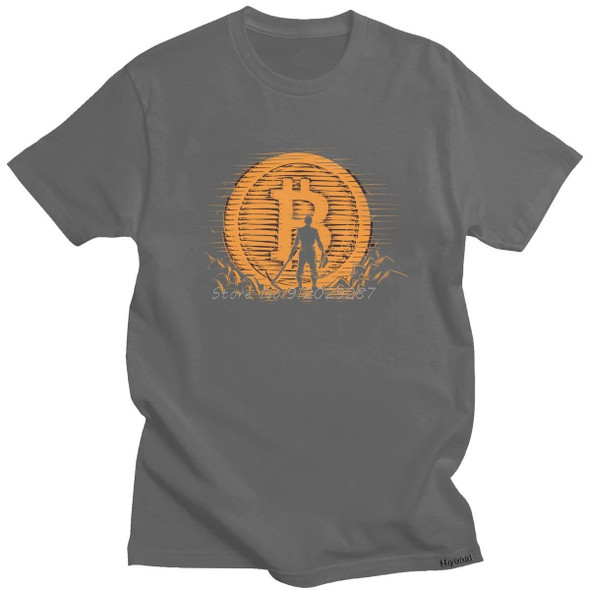 Bitcoin Mining T Shirt For Men Cotton Casual T-shirt Cryptocurrency BTC Miner Nice Cool Design Tee Tops Oversized Streetwear
