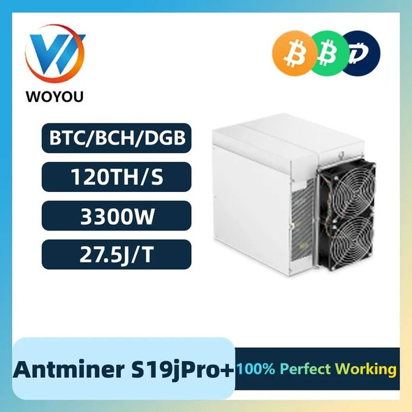 Bitmain Antminer S19jPro+ 120TH/S Bitcoin Btc Mining Machine Rig Cryptocurrency Bitmain Crypto Asic Miner