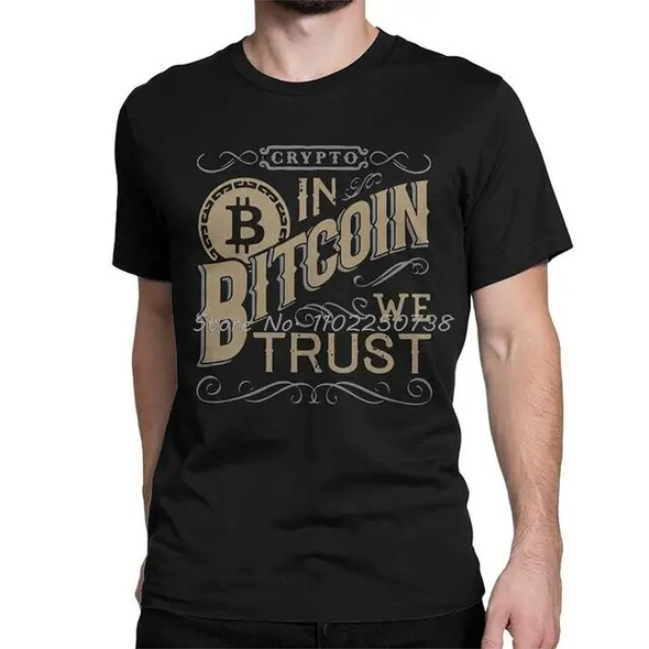 In Bitcoin We Trust Cryptocurrency T-Shirts For Men Block Chain Money Vintage Cotton Tees Crewneck Sleeve Tops T Shirts Summer