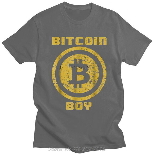 Vintage Cryptocurrency Bitcoin Boy T Shirt Men Short Sleeved Cotton T-shirt