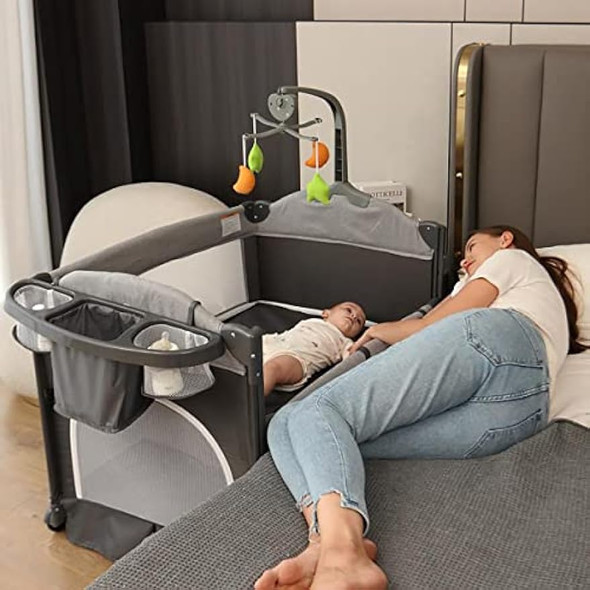 Zdolmy Baby Bedside Sleeper Bassinet, Portable Bedside Crib, Adjustable, More Stable & Comfortable