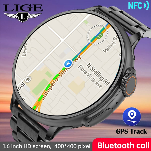 LIGE 2023 GPS tracking Ultra Pro Smart Watch Support NFC Access Control Bluetooth Call Watch For Men Women Waterproof Smartwatch