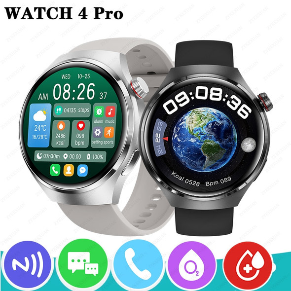 2023 New NFC Smart Watch Men Watch 4 Pro AMOLED HD Screen Heart Rate Bluetooth Call IP68 Waterproof SmartWatch For HUAWEI Xiaomi