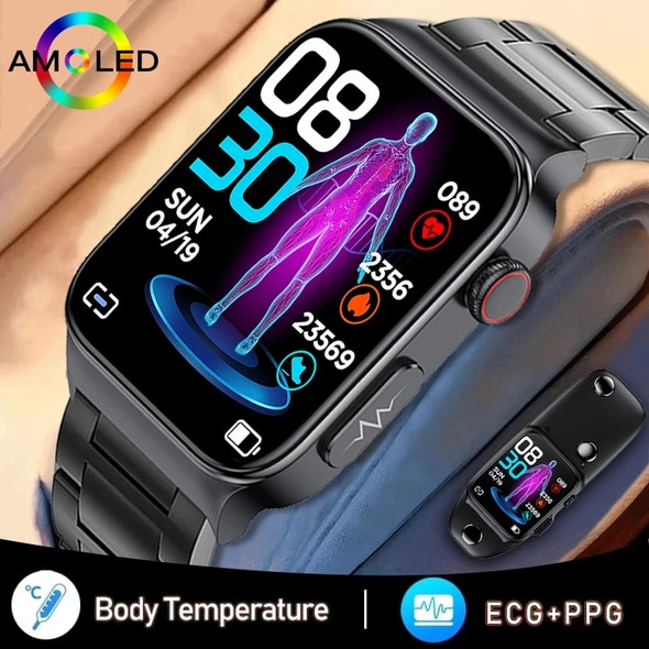 2023 New Blood Glucose Meter Health Smart Watch Men ECG+PPG Blood Pressure Measurement IP68 Waterproof Sports Ladies Smart Watch