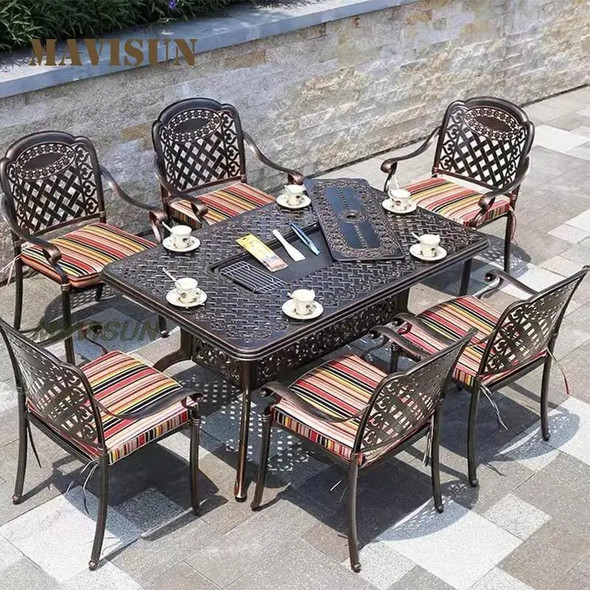 Custom Outdoor Garden Dining Sets Aluminum Long Table