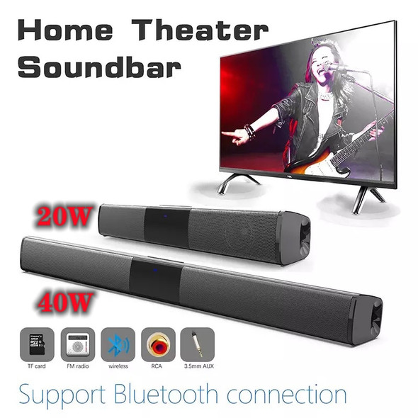 40W TV Soundbar Wired and Wireless Bluetooth Speaker Home Cinema Sound System Stereo Surround with FM Radio Music Center boombox 40W TV Soundbar Wired and Wireless Bluetooth Speaker Home Cinema Sound System Stereo Surround with FM Radio Music Center boombox