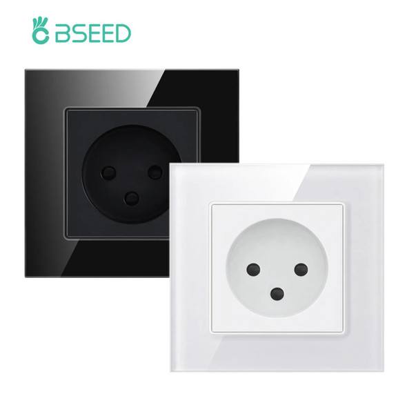 BSEED Israel Wall Power Sockets Electrical 16A Glass Panel For Home Single Israel Socket Wall Socket Plug Outlet