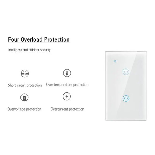 Zigbee Smart Touch Switch 1/2/3/4 Gang Zigbee App Remote Control Equipment Sharing Voice Control Us Standard Wifi Switch