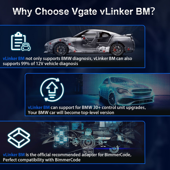 Vgate vLinker BM ELM327 For BMW Scanner wifi Bluetooth 4.0 OBD2 OBD 2 Car Diagnostic Auto Scan Tool Bimmercode ELM 327 V1 5