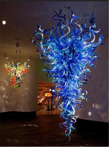 N​ordic Luxury Chandelier for High Ceiling Aesthetic Colorful Stained Glass Large Hanging Light Hand Blown Indoor Decor Fixtures