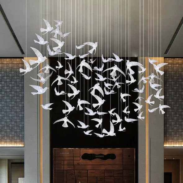 Modern luxury hotel lobby bird-shaped chandelier club hall villa transparent acrylic chandelier Modern luxury hotel lobby bird-shaped chandelier club hall villa transparent acrylic chandelier