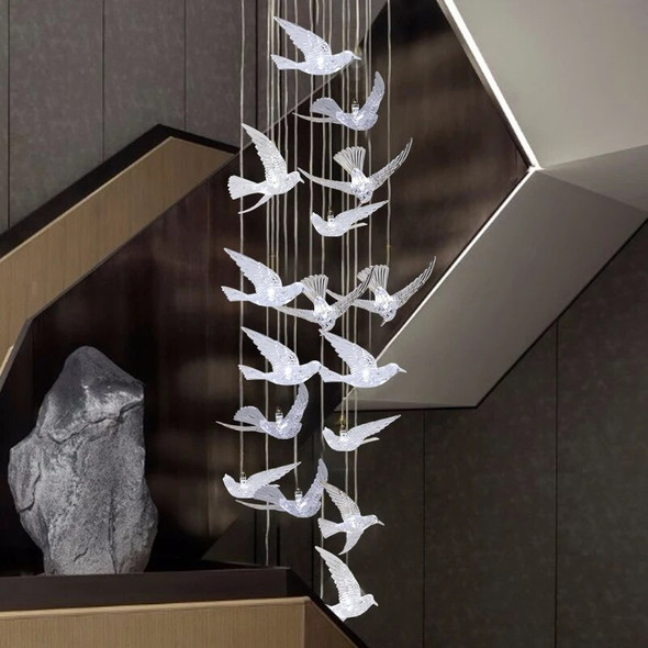 Modern luxury hotel lobby bird-shaped chandelier club hall villa transparent acrylic chandelier Modern luxury hotel lobby bird-shaped chandelier club hall villa transparent acrylic chandelier
