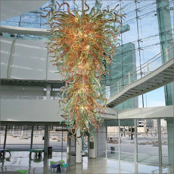 Beautiful Amber Glass Pendant Light Blown Glass Chandelier Unique Design Chihuly Style Handmade Blown Glass Chandeliers